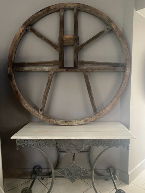 19th Century Huge Gothic Carved Oak Church Wheel.