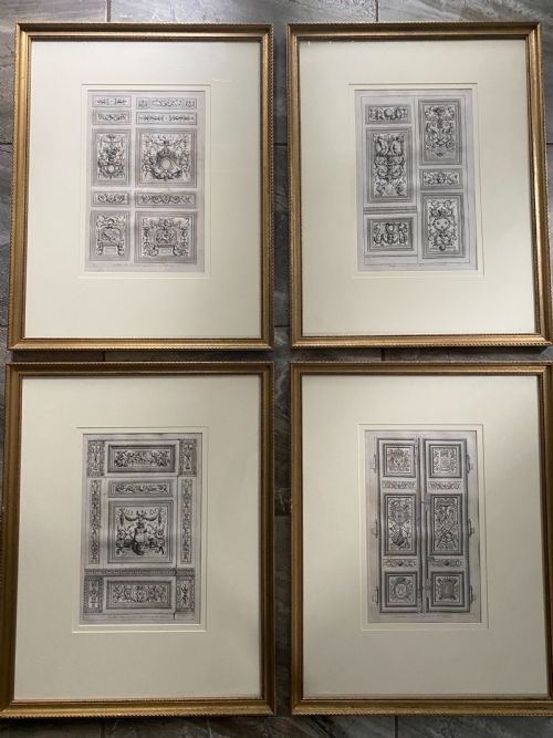 Large 18th Century Engravings Palais Des Tuileries X 4 Chaveau Francois