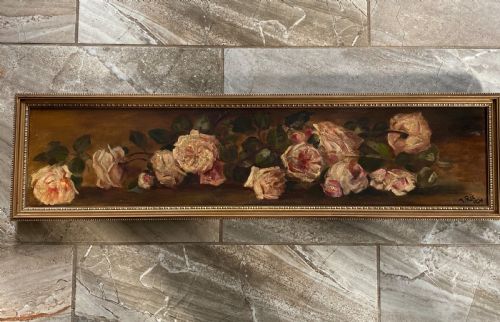 George IV Antique Oil Still Life Oil Painting Roses,