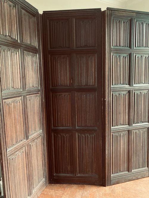 19th Century Carved Oak Linenfold Screen Panel Panelling