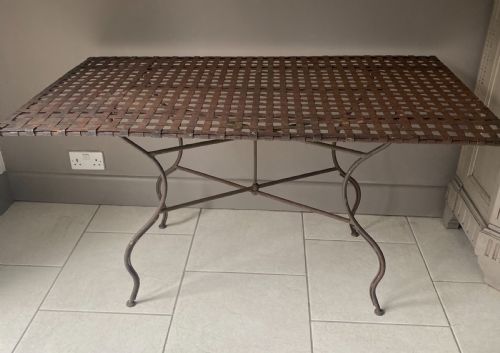 Vintage French Metal Strapwork Table