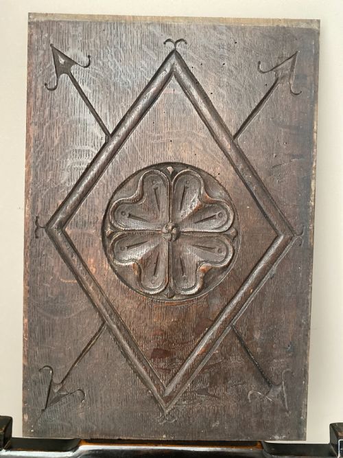 17th Century Carved Oak Tudor Rose Panel