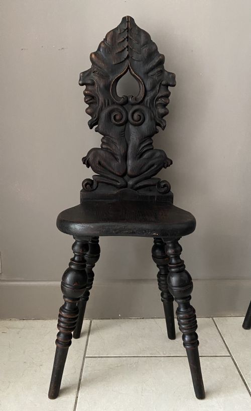 19th Century Carved Oak Hall Gargoyle Chair