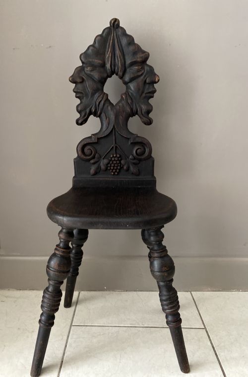 19th Century Carved Oak Hall Whimsical Chair