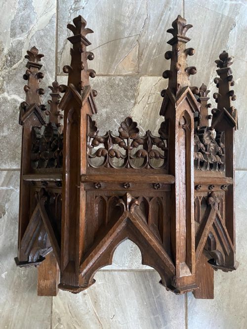19th Century Carved Oak Gothic Altar Piece Niche