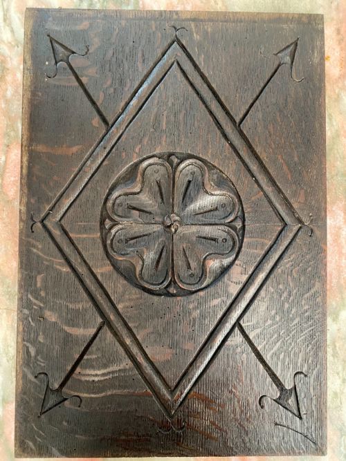 17th Century Carved Oak Tudor Rose Panel