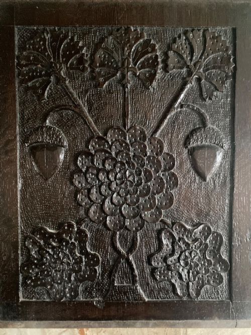 Rare 17th Century Oak Panel Strawberries, Roses Cornflowers