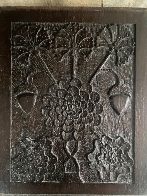 Rare 17th Century Carved Oak Panel Cornflowers Strawberries R W Symonds