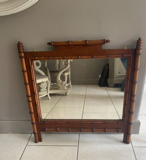 19th Century Carved Pine Faux Bamboo Overmantel Mirror