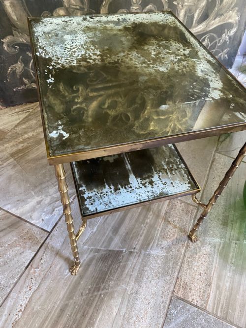 Rare Maison Bagues Etagere Bronze Mirror Glass Coffee Table