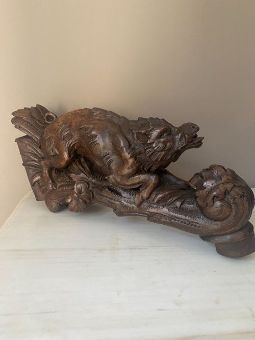 19th Century Carved Black Forest Wild Boar