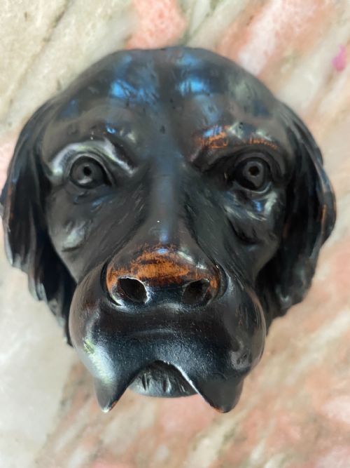 19th Century Carved Walnut Dog's Head Panel
