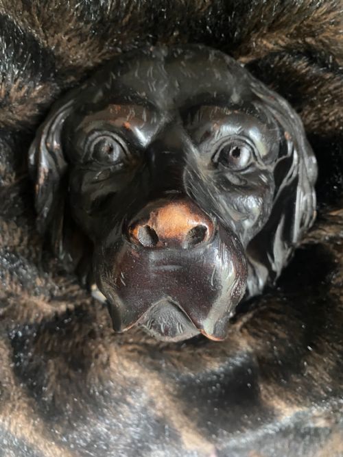 19th Century Carved Walnut Dog's Head