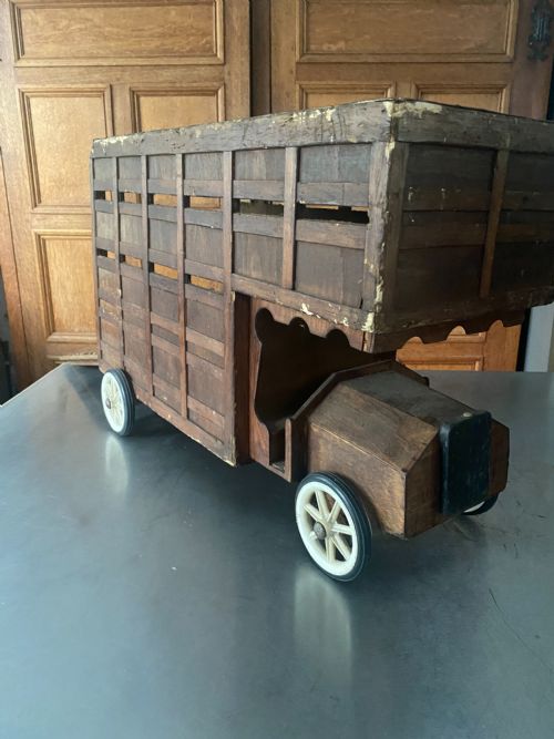 Antique Carved Wooden Scratch Built Horse Wagon