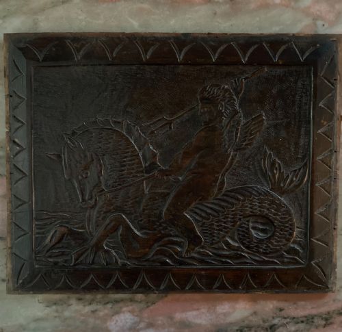 18th Century Carved Oak Hippocampus Panel with Riding Putti