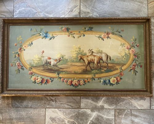 19th Century Large Aubusson Tapestry Cartoon Gouache Painting.