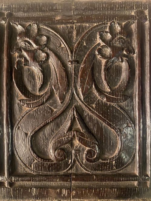 17th Century Carved Oak Female Mandrake Panel Witchcraft