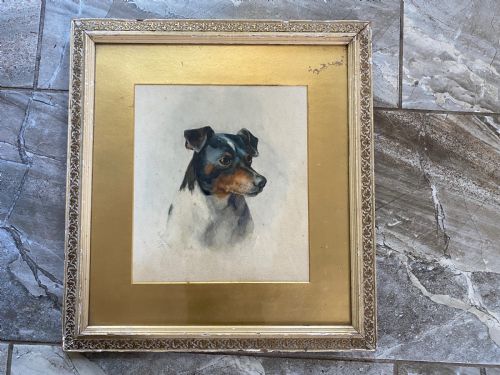 19th Century Watercolour of Jack Russell Dog Painting Signed and Dated
