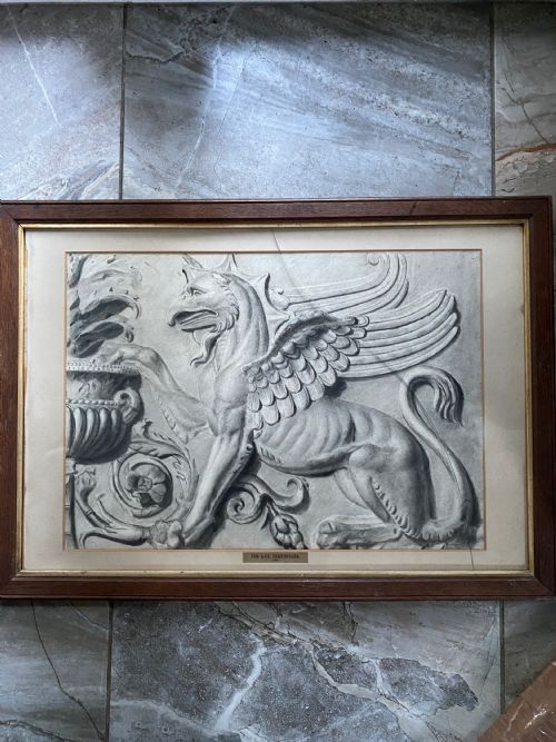 19th Century Architectural Drawing Painting Griffin Forum of Trajan