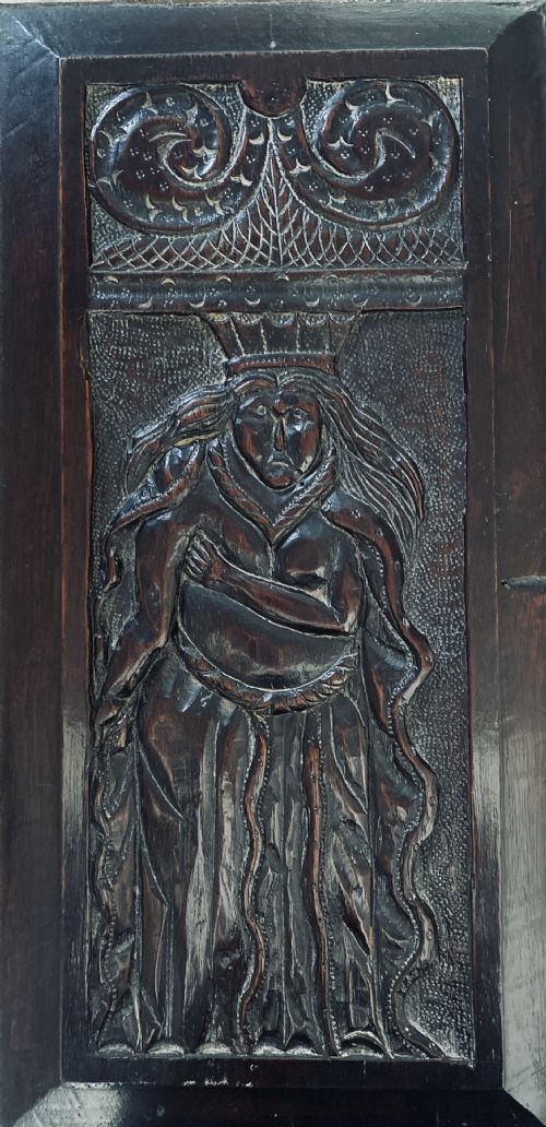Large Period Oak Carved Oak Panel Madonna