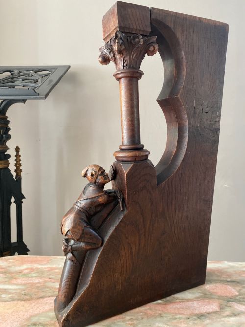 Georgian Gothic Church Carved Oak Jester Whimsical