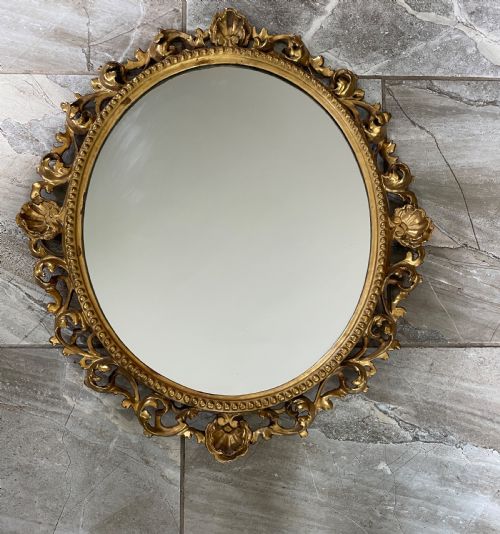 19th Century Gilt Carved Florentine Oval Mirror
