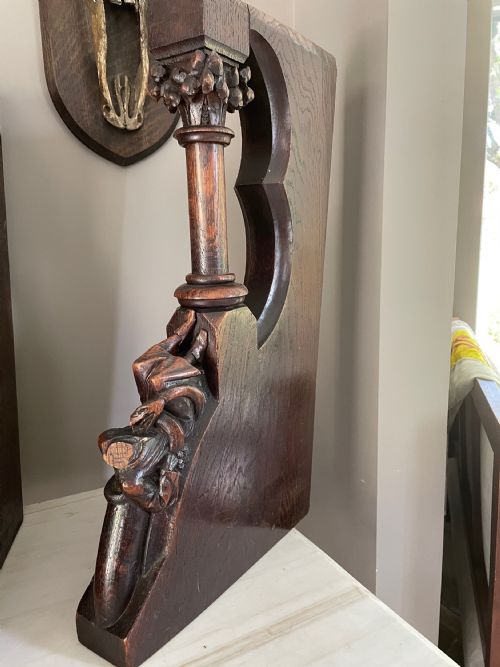 18th Century Gothic Carving of a Person with a Snake