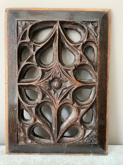 16th Century Carved Oak Pierced Gothic Tracery Panel