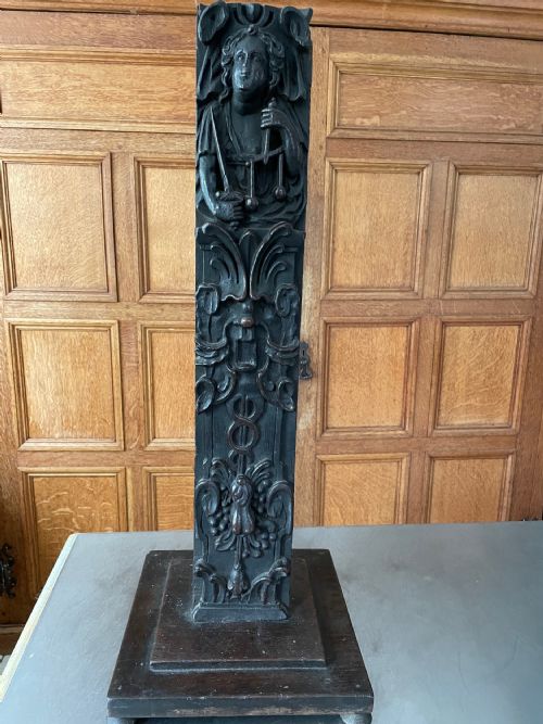 17th Century Carved Oak Caryatid of Hippocrates and Archangel Micheal
