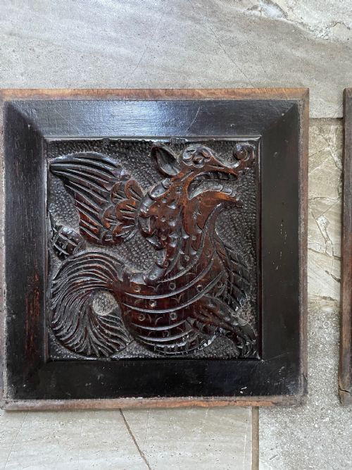 17th Century Carved Oak Griffin Panel