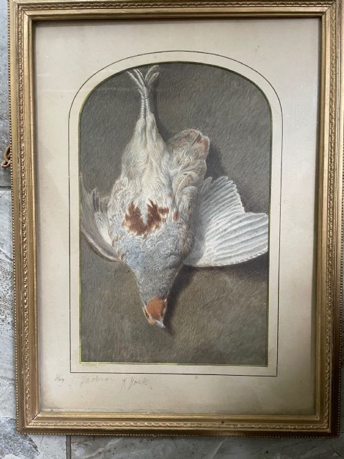 19th Century Fine Still Life Watercolour of a Partridge Bird Painting