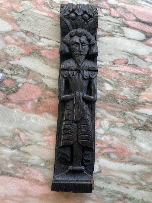 17th Century Carved Oak Caryatid Pilaster