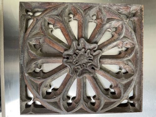 19th Century Gothic Tudor Rose Carved Oak Pierced Panel