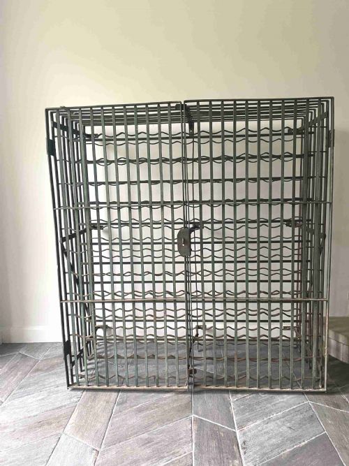Antique French Green Wine / Champagne Rack Lockable Cage