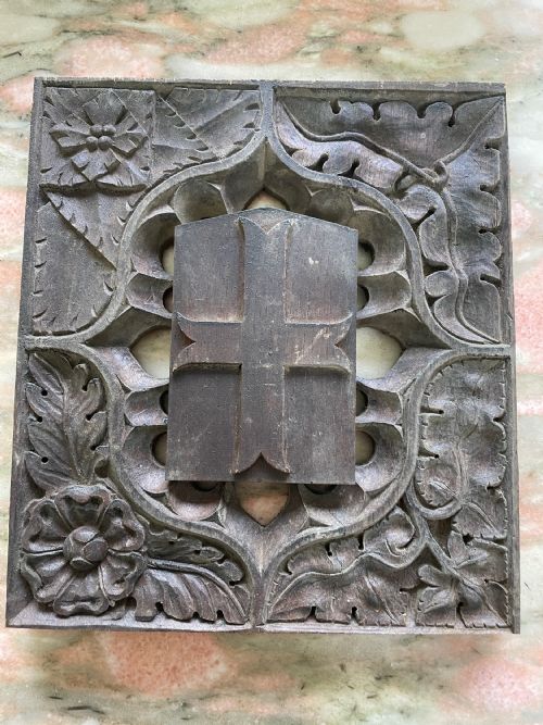 19th Century Carved Oak Ceiling Boss Church Panel Tudor Rose