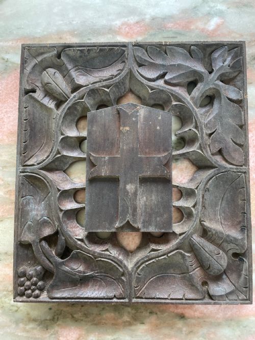 19th Century Carved Oak Ceiling Boss Church Pierced Panel