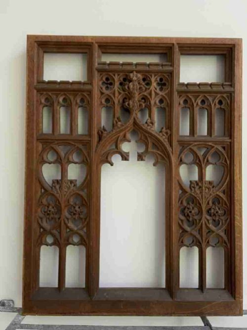 19th Century Carved Oak Pierced Double Sided Gothic Church Panel