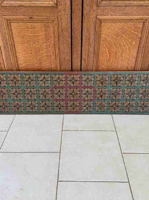19th Century Carved Oak Tudor Roses Gothic Church Altar Gilt Panel