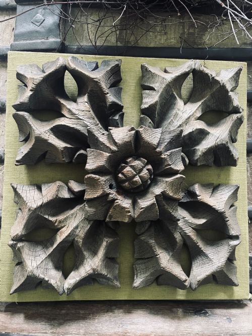 16th Century Carved Oak Ceiling Boss Tudor Rose