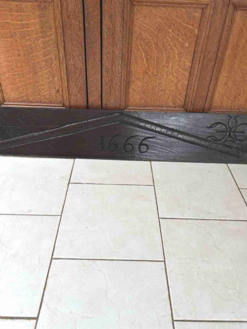 17th Century Carved Oak Overmantel Panel Dated 1666