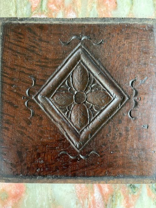 17th Century  Carved Oak Panel Tudor Rose