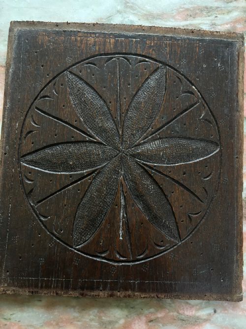 Rare 18th Century Apotropaic Mark Carved Oak Panel