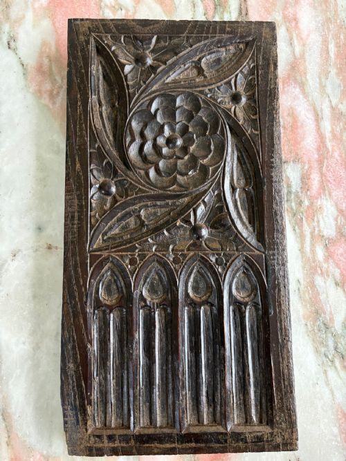 16th Century Carved Oak Tudor Rose Tracery Panel