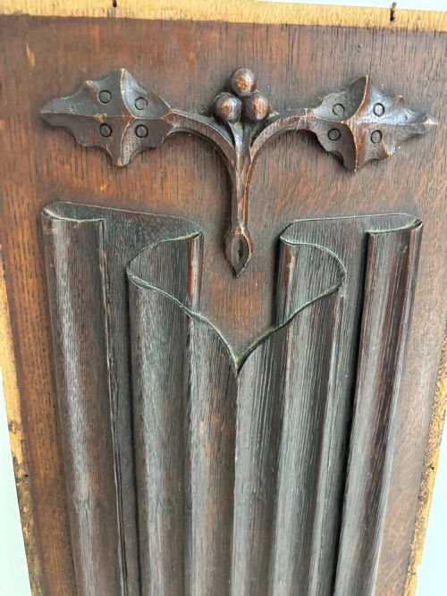 LARGE 19TH CENTURY CARVED OAK LINENFOLD PANEL - ADDITIONAL PHOTO 1