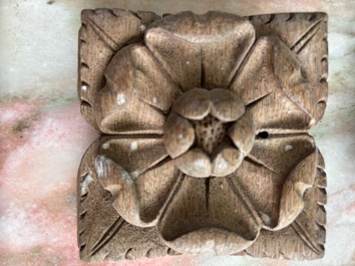 18th Century Carved Oak Tudor Rose Ceiling Boss Panel No 3