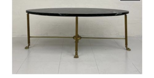 Vintage Brass Lion Paw Feet with Marble Top Coffee Table