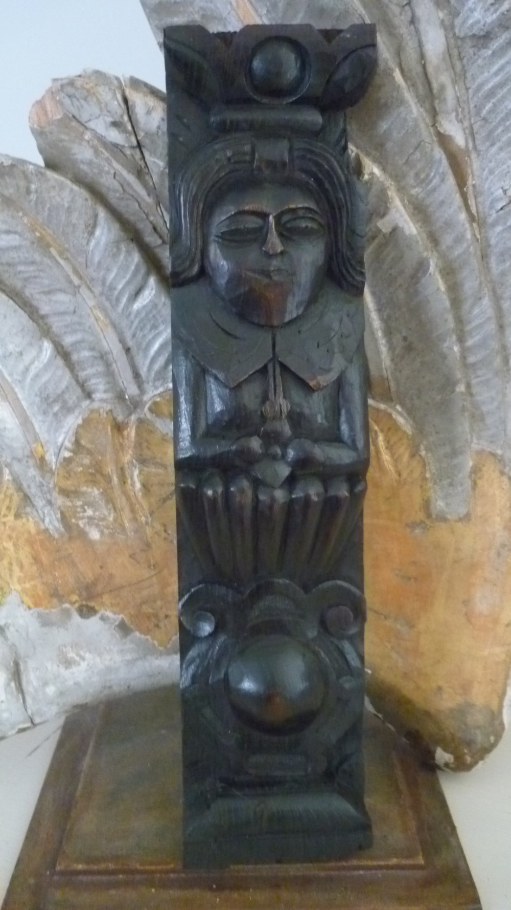 16th Century Carved oak Figural Panel Caryatid