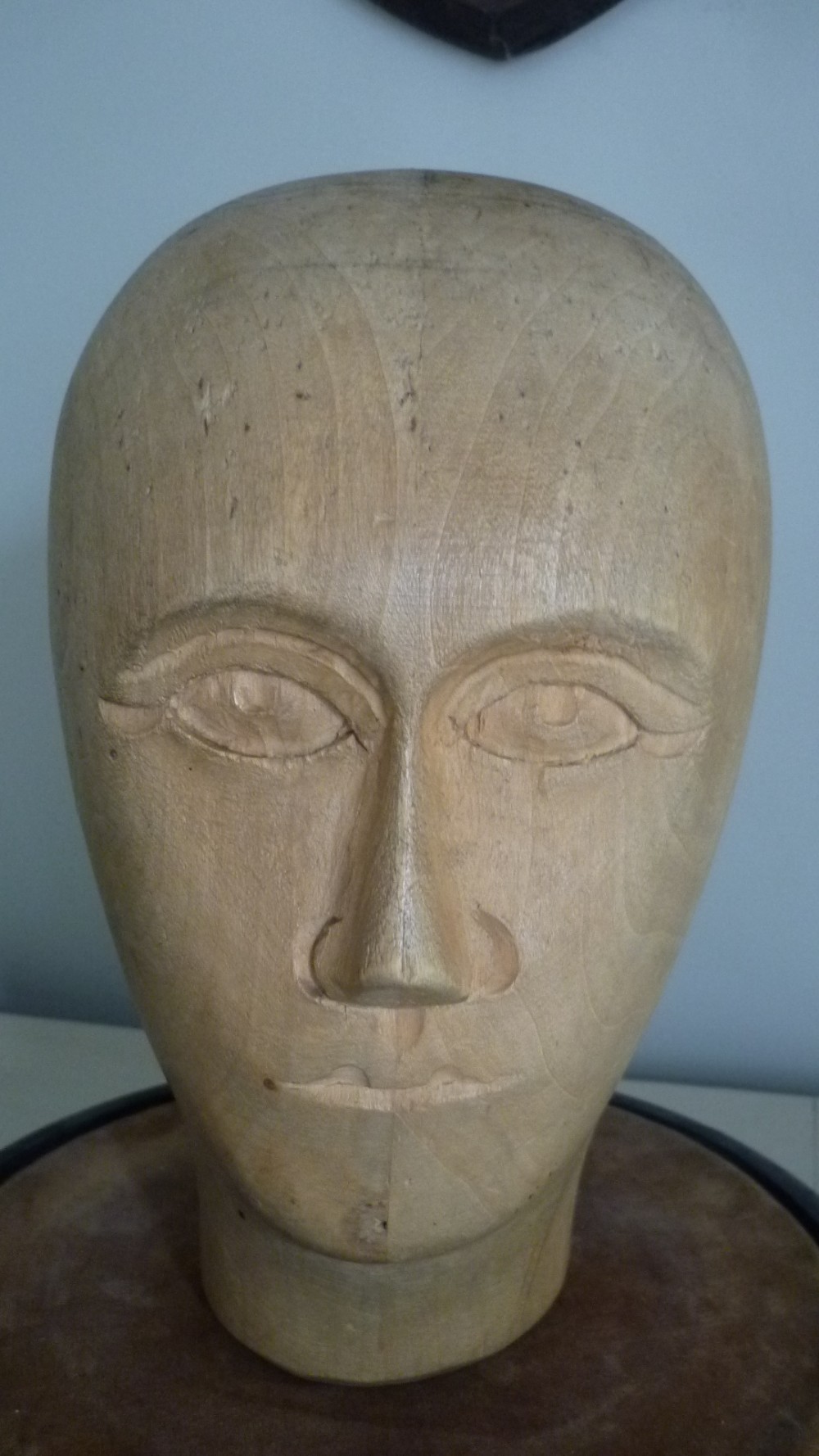 19th Century Carved Lay Figure Wooden Head Millinery Hat Block