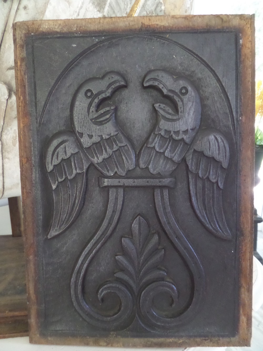 17th Century Carved Oak Bird Panel