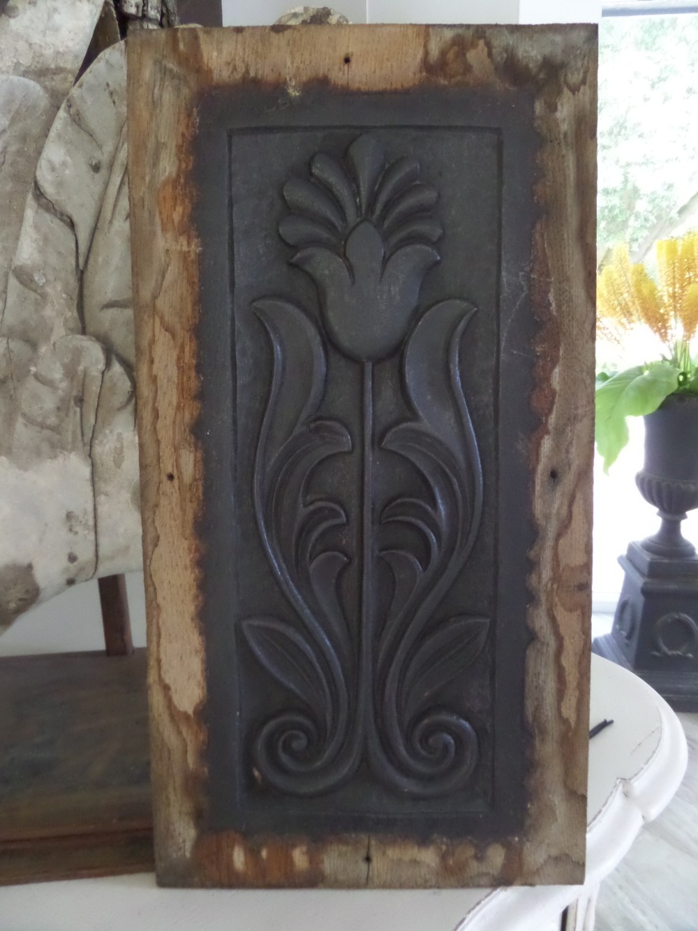 17th Century Carved Oak Tulip Panel
